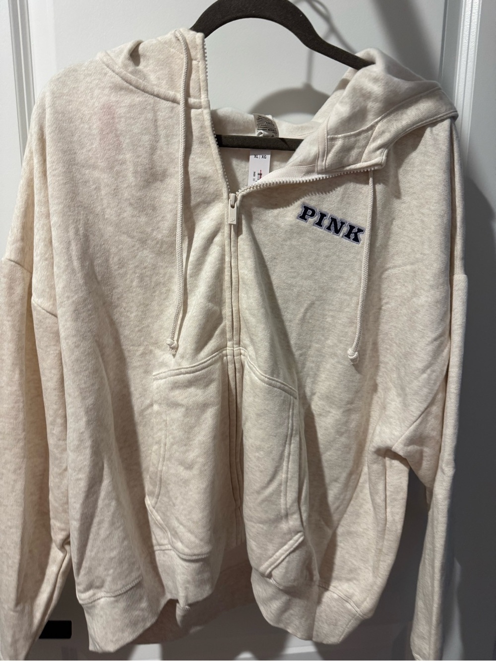 PINK Victoria's Secret' Cream Zip-Up Hoodie Jacket